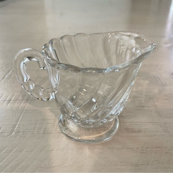 Colony Clear Mini Footed Creamer by Fostoria Heavy Swirl Pattern - Picture 1 of 13